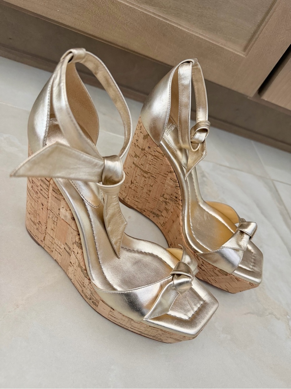 ALEXANDRE BIRMAN Clarita Gold Wedge Sandals